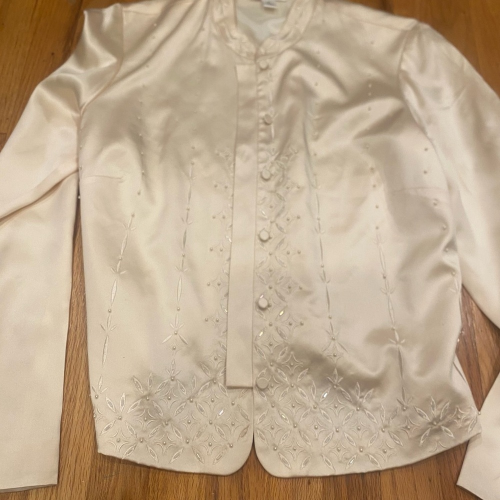 Talbots Cream Embroidered Women's Blazer